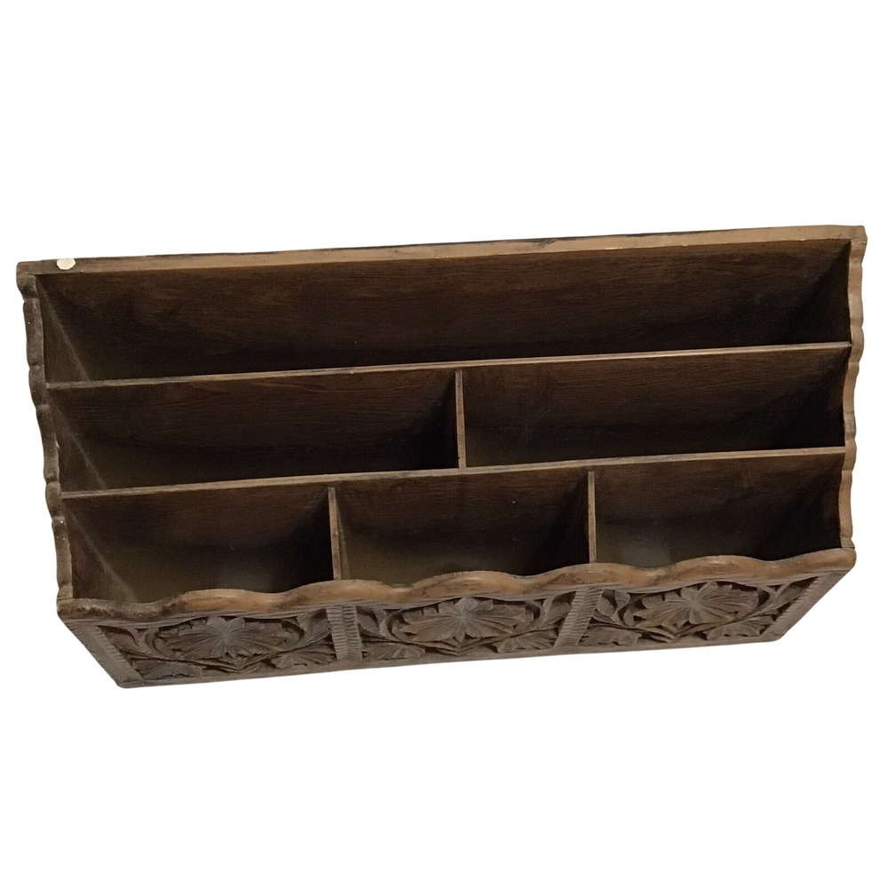Vintage style Wood Desk Organizer Boho‎ Style Letter Holder Hang Or Sit - Picture 2 of 10